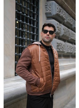 For You Moda هooded سويت شيرت مزدوج الجيب القهوة للأزياء لك  - Image 4