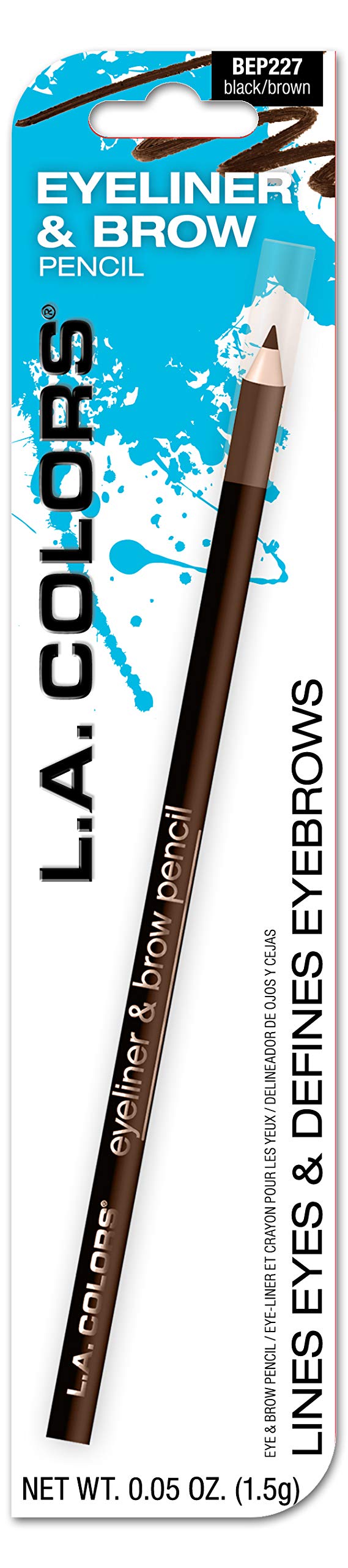 LA COLORS 7 Eyeliner Brow Pencil carded BlackBrown CBEP227