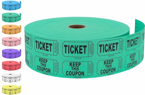 Tacticai 2000 Raffle Tickets, Green (1 of 8 Colors), Double Roll, Tickets for Events, Entry, Class Reward, Fundraiser & Prizes - Image 3