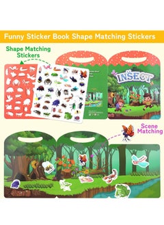 KASTWAVE Reusable Sticker Book for Kids, Insect Learning Activity Books, Jelly Quiet Book for School Home Outdoor, Preschool Travel Busy Book Gift for for Boys Girls Toddlers  - Image 2