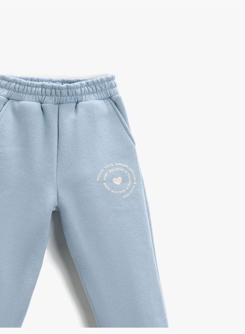 كوتون Slogan Printed Jogger Sweatpants Pocket
