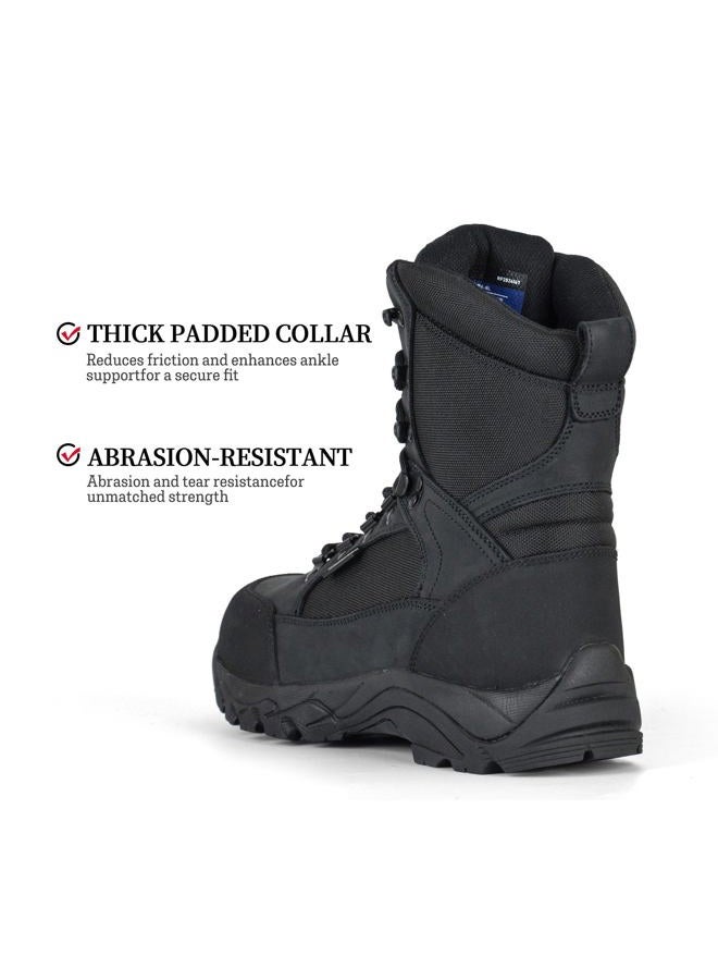 R RUNFUN Men's Waterproof Military Tactical Work Boots 8 Inch Lightweight Leather Combat Boot, 400g Thinsulate, Black, 11 - Image 5