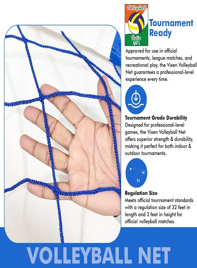 Vixen YOUR WINNING PARTNER Vixen Volleyball Net Standard Size for Outdoor & Indoor | Durable Nylon Net | Ideal for Backyard, Beach, Garden, School & Practice - Image 3