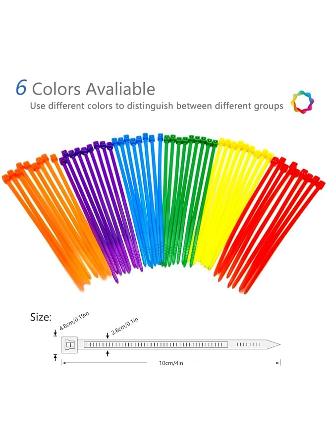 erorex 4 Inch Multi Purpose Cable Ties 600 Piece Assorted Colored - Image 2