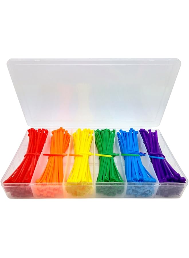 erorex 4 Inch Multi Purpose Cable Ties 600 Piece Assorted Colored - Image 1