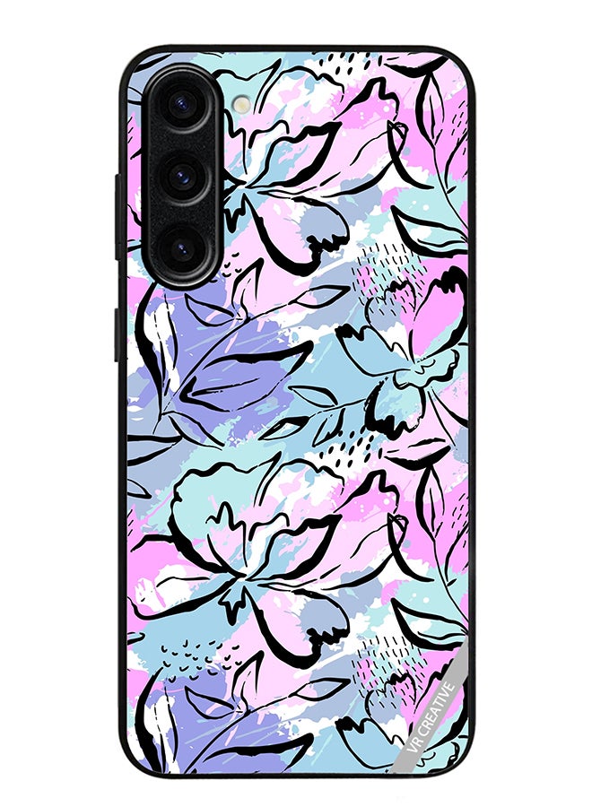 VR CREATIVE Protective Case Cover For Samsung Galaxy S24 Abstract Flowers Print Design Multicolour - Image 1