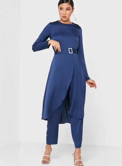 Khizana Belted Asymmetrical Set