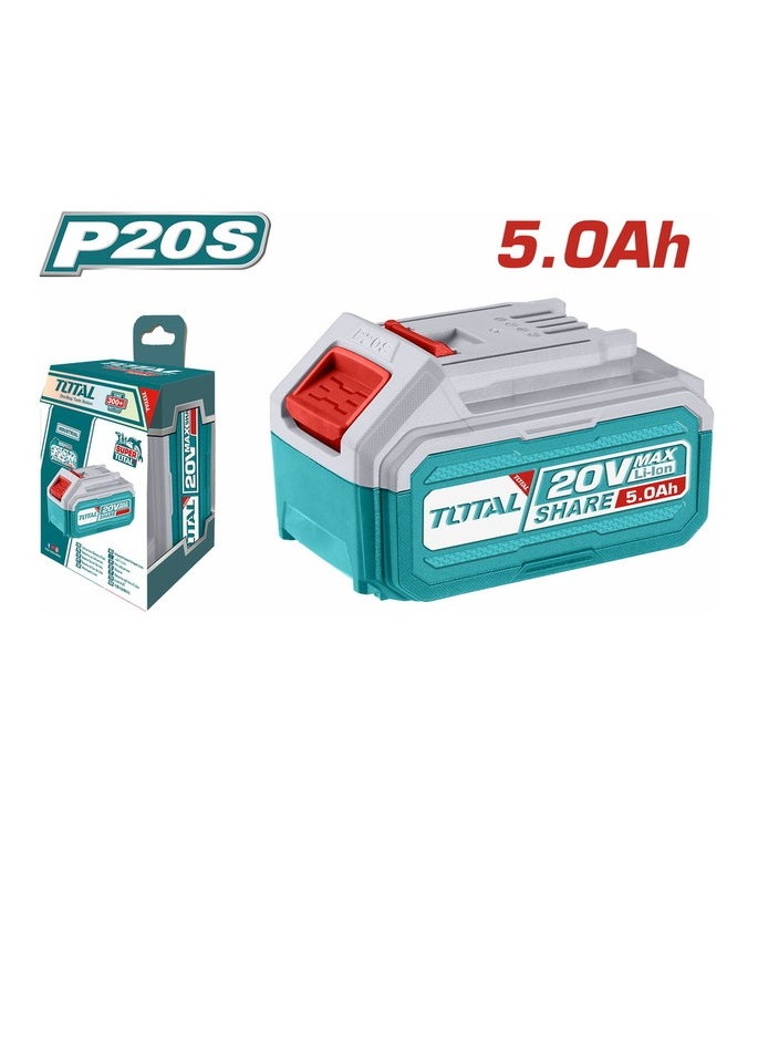TOTAL Total 5.0Ah 20V Lithium-Ion Battery Pack for P20S Power Tools – Long-Lasting Rechargeable Battery with LED Power Indicator – Compatible with All P20S Cordless Tools – Ideal for DIY & Professional Use  - Image 1