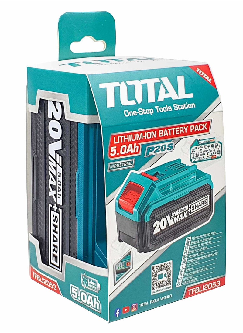 TOTAL Total 5.0Ah 20V Lithium-Ion Battery Pack for P20S Power Tools – Long-Lasting Rechargeable Battery with LED Power Indicator – Compatible with All P20S Cordless Tools – Ideal for DIY & Professional Use  - Image 2