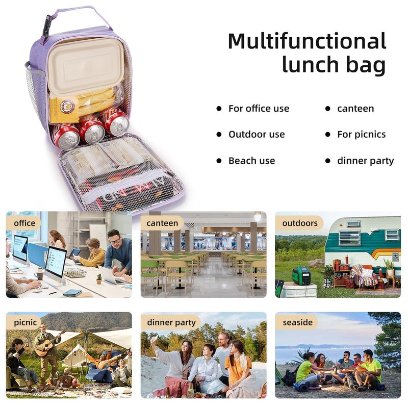 Lovoeo Lunch box Lunch bag for men women Insulated Lunchbox Lunch bags for Work Picnic Travel (Purple) - Image 5