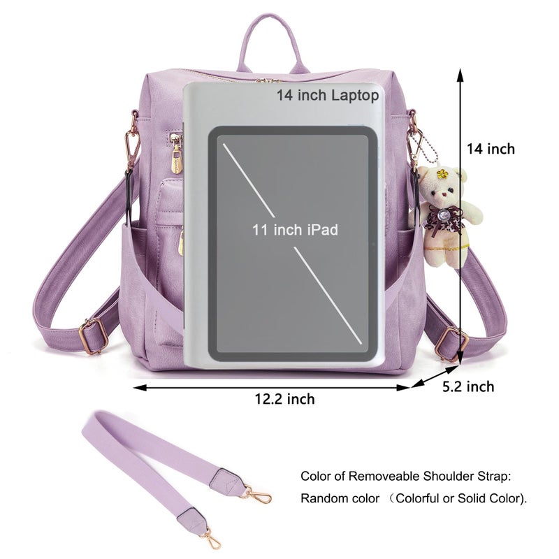 Soperwillton Women Backpack Purse Multipurpose Design Handbags Shoulder Bag PU Leather Travel bag Backpack Set 2pcs - Image 5