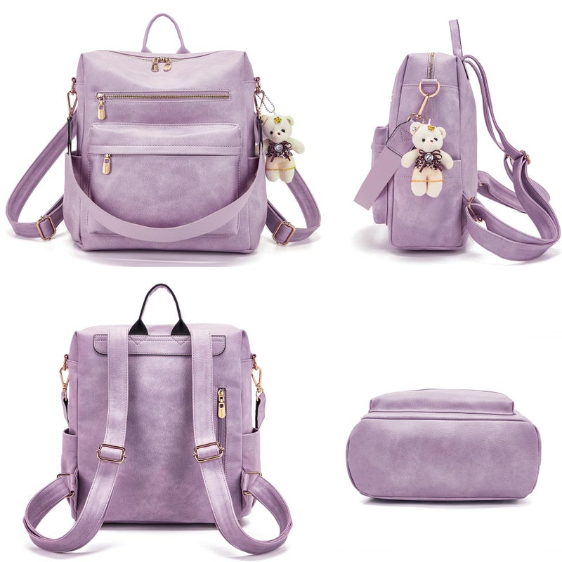 Soperwillton Women Backpack Purse Multipurpose Design Handbags Shoulder Bag PU Leather Travel bag Backpack Set 2pcs - Image 2