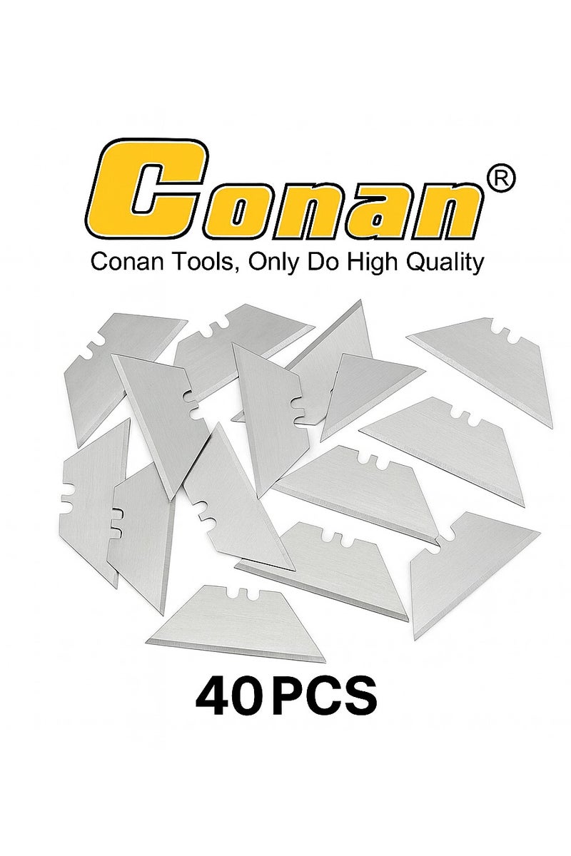 Conan 4 Packs × 10 Pieces – Conan Utility Knife Replacement Blades – Model COKB510 – Premium SK5 Carbon Steel, Ultra-Sharp – Standard Fit for Most Utility Knives – With Plastic Storage Cases  - Image 2