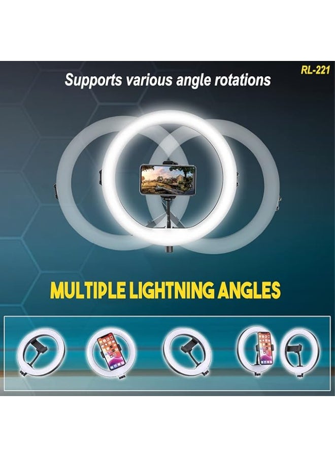 RL-221 10-Inch LED Ring Light with Tripod Stand & Bluetooth Remote – Dimmable 3 Color Modes for Mobile Phones & Cameras – Ideal for Video, Makeup & Streaming  - Image 5