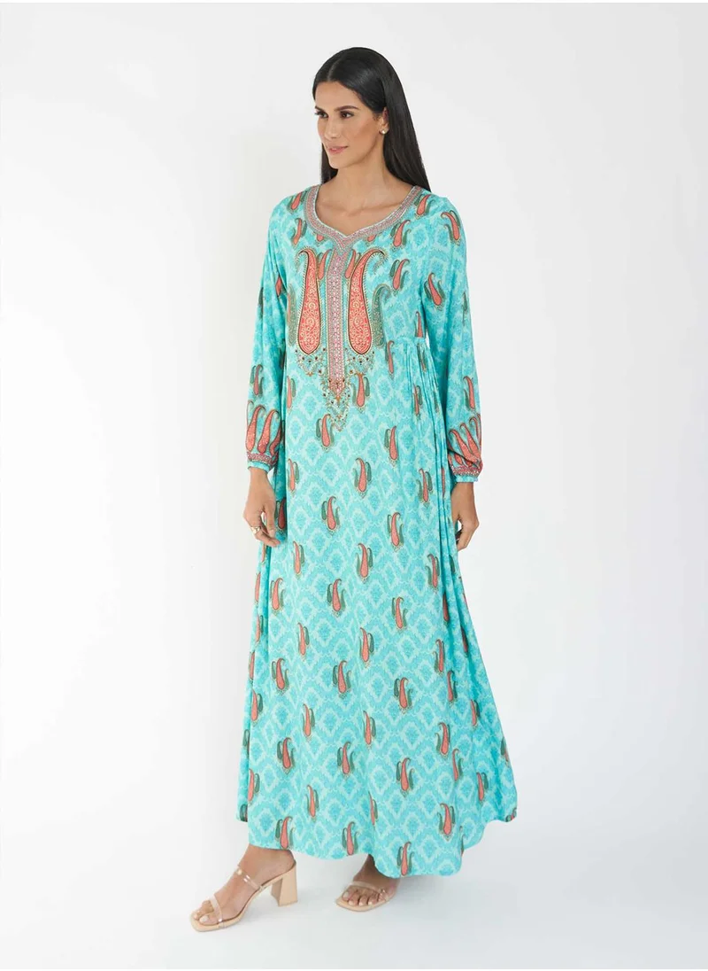 KASHKHA Placement Digital Printed Jalabiya