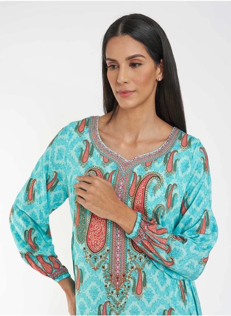 KASHKHA Placement Digital Printed Jalabiya