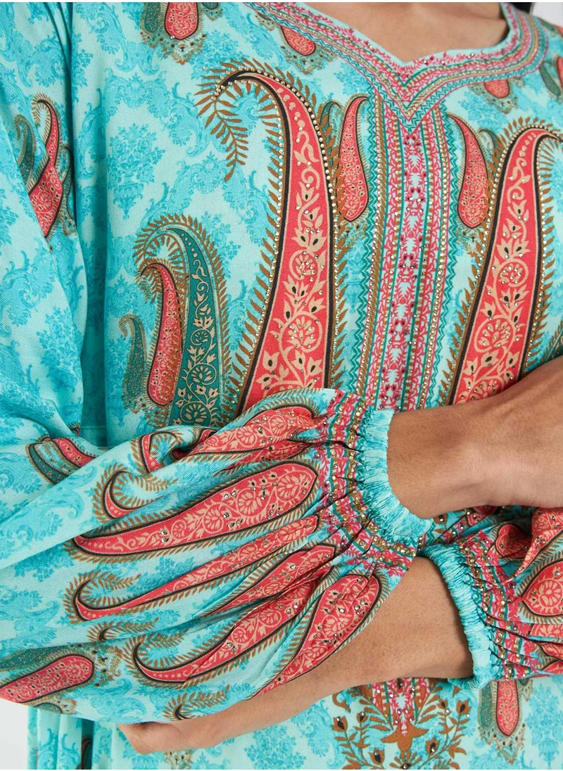 KASHKHA Placement Digital Printed Jalabiya