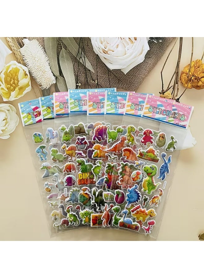 Kandid 8 Sheets Cartoon Dinosaur Stickers – T-Rex, Pterodactyl & Triceratops Decals for Luggage & Skateboards (Dinosaur) - Image 1