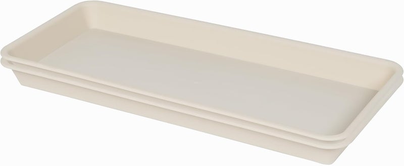 VUWEZ 2 Pack Plastic Plant Saucer, Rectangular 24 inch, Indoors/Outdoors, Drip Tray for Flower Pot, Windowsill (8 X 24'', Beige) - Image 1