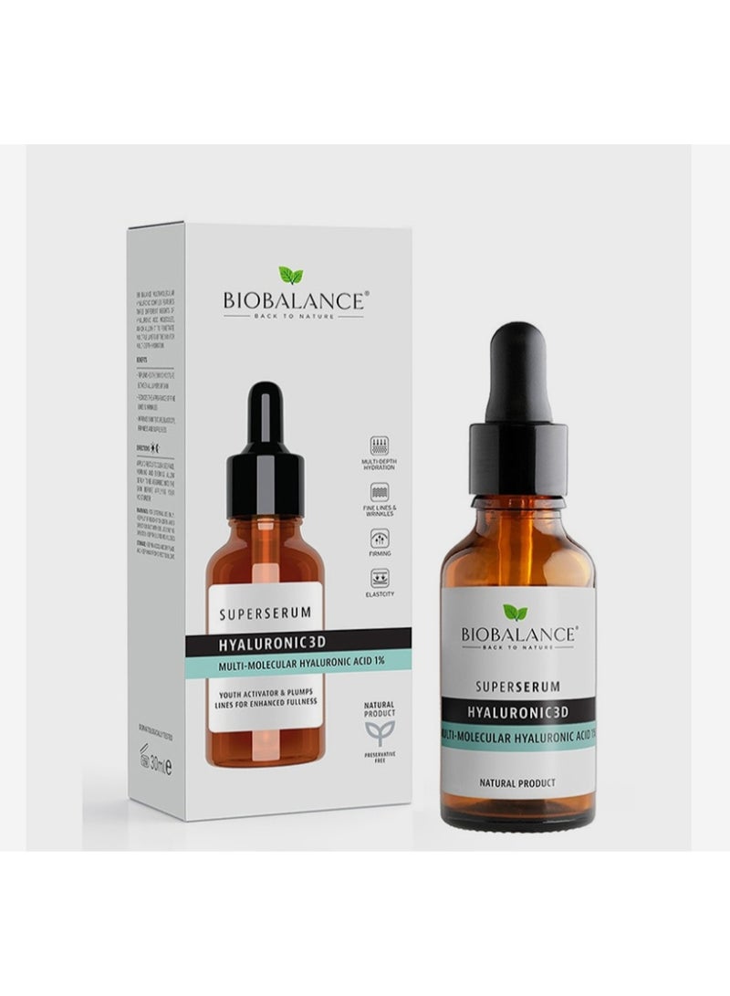 بايو بالانس سيروم بيوبالانس سوبر هيالورونيك ثلاثي الأبعاد 1% 30 مل - سيروم مرطب للوجه بحمض الهيالورونيك متعدد الجزيئات - Image 1