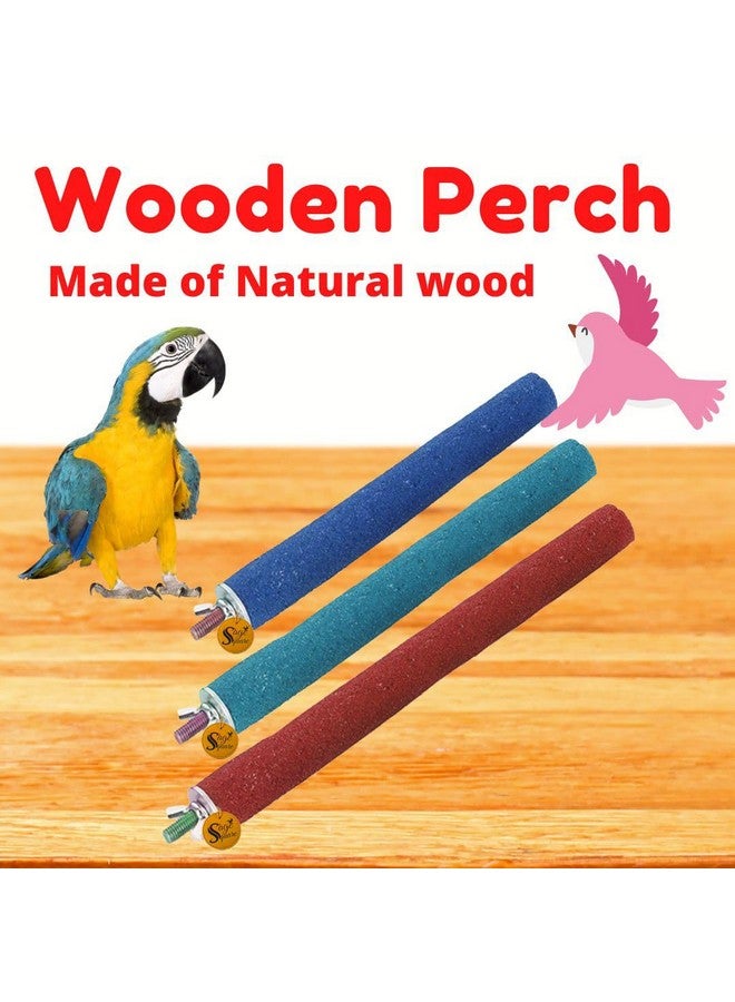 سايج سكوير مجموعة مجاثم من 4 و8 و10 بوصات من الخشب الطبيعي والرمل الخشن | تمرين، طحن الأظافر، حامل ألعاب، تدريب، ملحقات القفص | العصافير، الببغاوات، البادجي، الكوكتيل (عبوة من 3 قطع) - Image 3