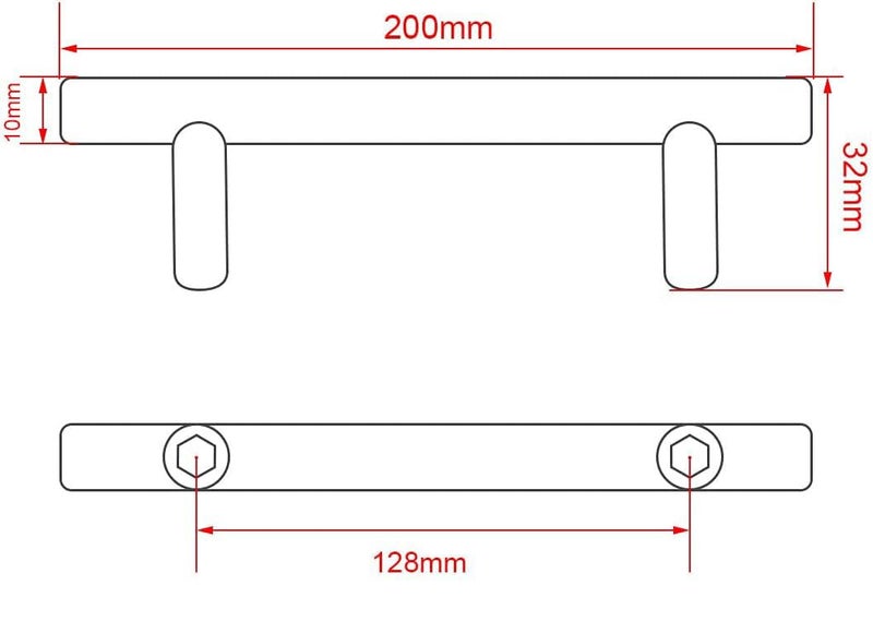 Silver Cabinet Handle Stainless Steel Kitchen Drawer Pulls Furniture Cabinet Handle with T Bar 5 Pack Silver 128mm Hole Center - Image 2