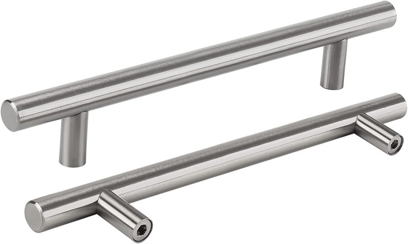 Silver Cabinet Handle Stainless Steel Kitchen Drawer Pulls Furniture Cabinet Handle with T Bar 5 Pack Silver 128mm Hole Center - Image 1
