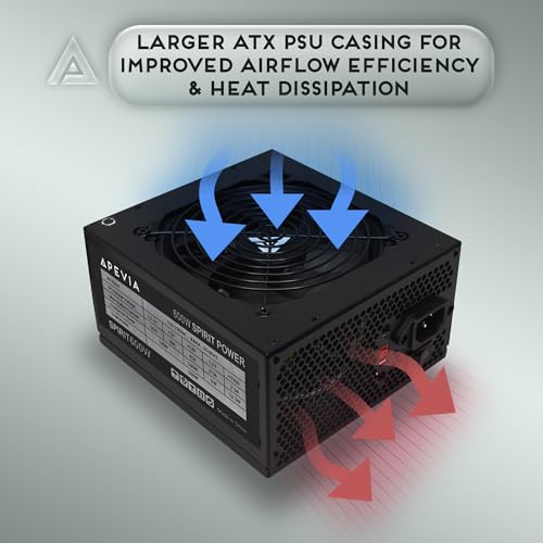 Apevia SPIRIT600W Spirit 600W ATX Power Supply with Auto-Thermally Controlled 120mm Fan, 115/230V Switch, All Protections - Image 3