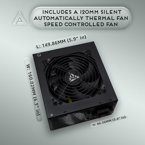 Apevia SPIRIT600W Spirit 600W ATX Power Supply with Auto-Thermally Controlled 120mm Fan, 115/230V Switch, All Protections - Image 5