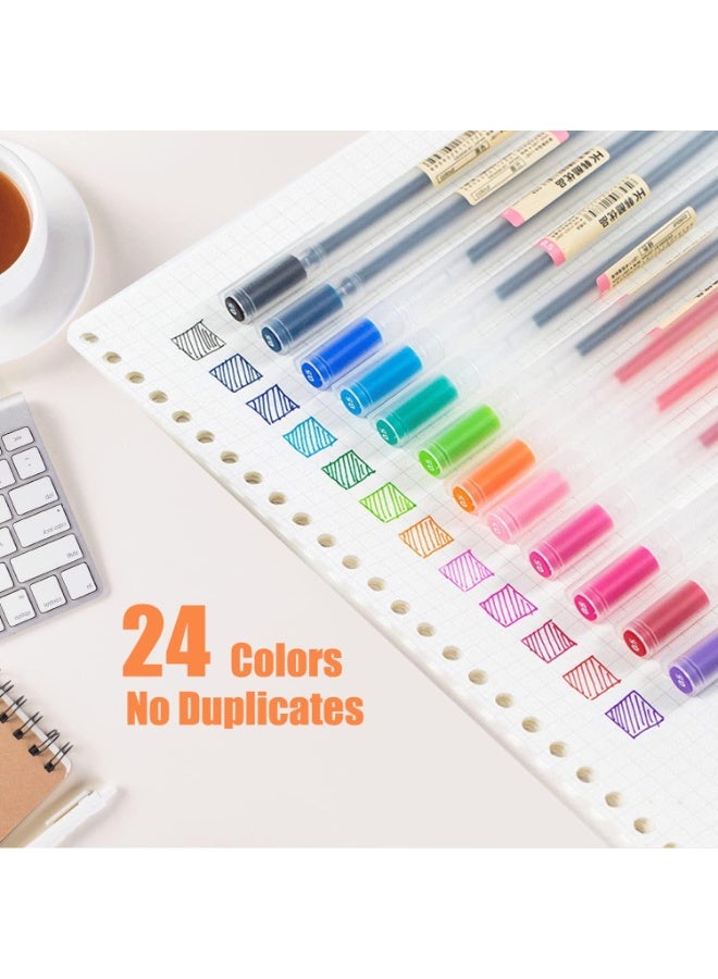 NIIMBOT 24 Colors Gel Pens, Ball Point Pens Fine Point Colors Pens, 0.5 mm Ink Pen, Note Taking Pens for Japanese Korean Office School Stationery Supplies (24 Colors) - Image 4
