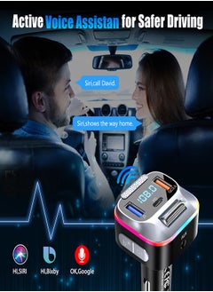 KASTWAVE Car FM Transmitter Bluetooth 5.0 PD+QC3.0 Car Charger AUX Bluetooth Radio Music Adapter Wireless Big Microphone & HiFi Bass Sound Cigarette Lighter Supports Hands-Free Siri Google Assistant  - Image 4