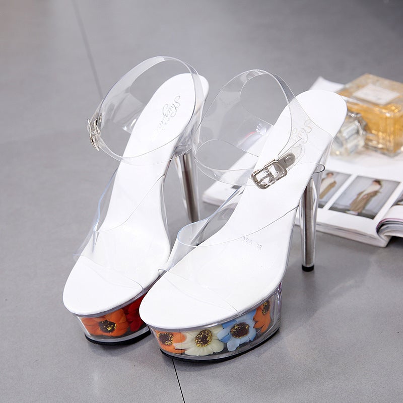 Popular Transparent Super High Heels 15Cm Stiletto Heel Platform Sandals Crystal Shoes Wedding Shoes Banquet 34-43 - Image 5