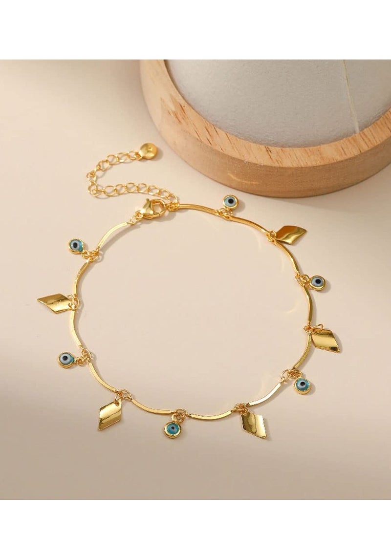 Evil Eye Bracelets  18k Real Gold Plated , Evil Eye Bracelet Anklet Adjustable Chain Protection Jewelry Birthday Gifts for Women Girls Jewelry Gift - Image 2