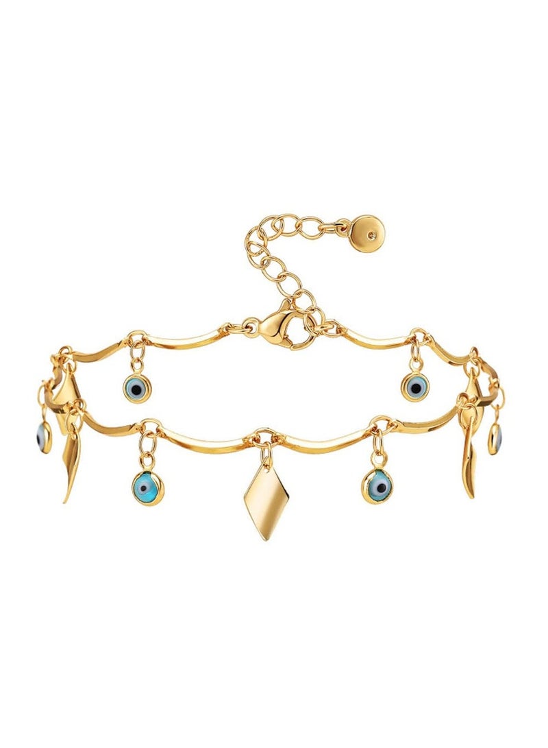 Evil Eye Bracelets  18k Real Gold Plated , Evil Eye Bracelet Anklet Adjustable Chain Protection Jewelry Birthday Gifts for Women Girls Jewelry Gift - Image 1