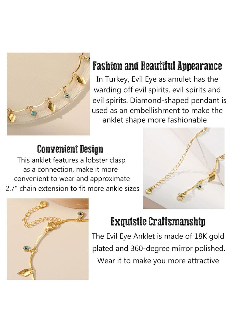 Evil Eye Bracelets  18k Real Gold Plated , Evil Eye Bracelet Anklet Adjustable Chain Protection Jewelry Birthday Gifts for Women Girls Jewelry Gift - Image 5