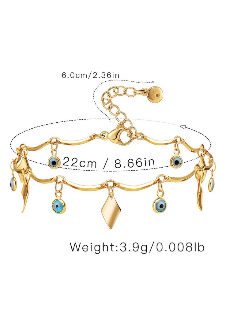 Evil Eye Bracelets  18k Real Gold Plated , Evil Eye Bracelet Anklet Adjustable Chain Protection Jewelry Birthday Gifts for Women Girls Jewelry Gift - Image 4