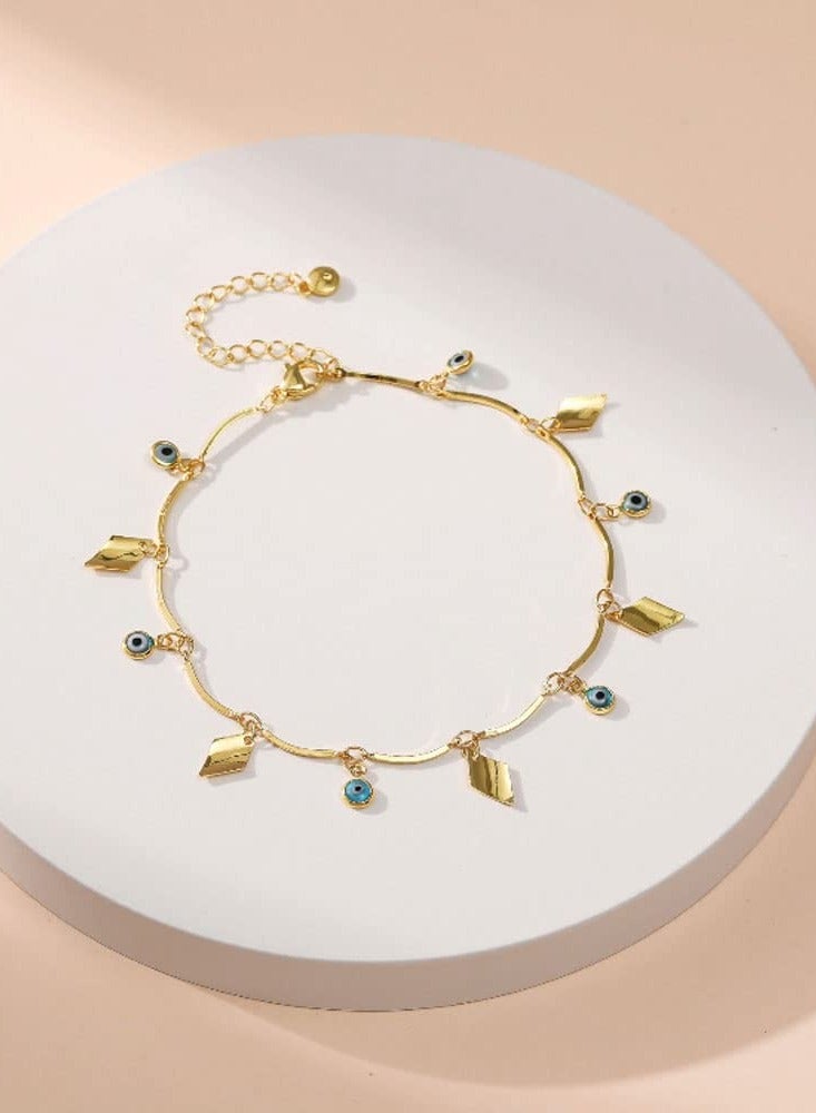 Evil Eye Bracelets  18k Real Gold Plated , Evil Eye Bracelet Anklet Adjustable Chain Protection Jewelry Birthday Gifts for Women Girls Jewelry Gift - Image 3