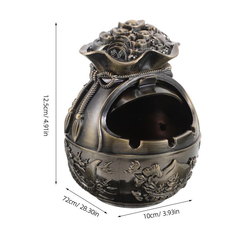 Vintage Zinc Alloy Windproof Ashtray with Lid for Outdoor Patio Table and Travel - Image 3