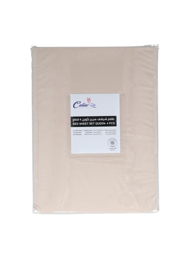 Celia 4-Piece Elegant Design Queen Bed Sheet Set Wheat - Image 1