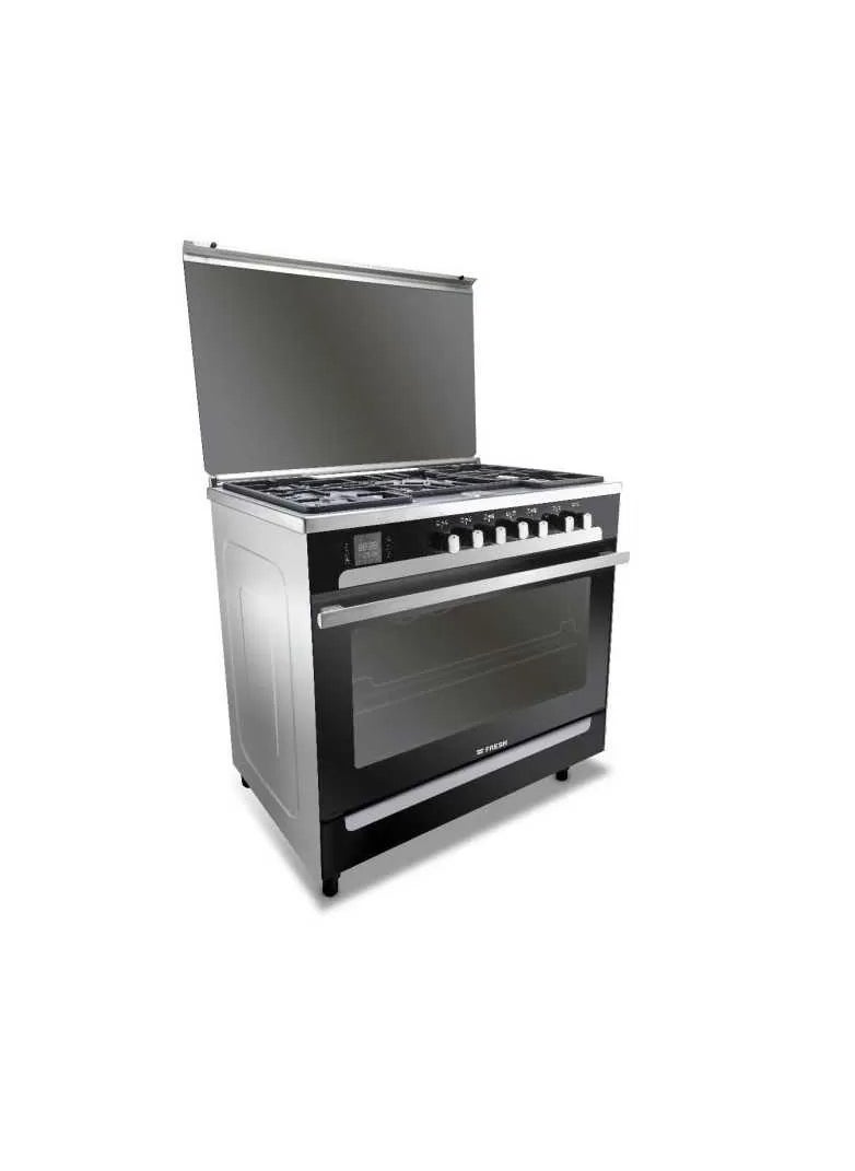 Fresh Matrix 2 Cast Gas Cooker 5 Burners with Fan Iron Stainless Black Glass 90*60 500017058  - Image 1