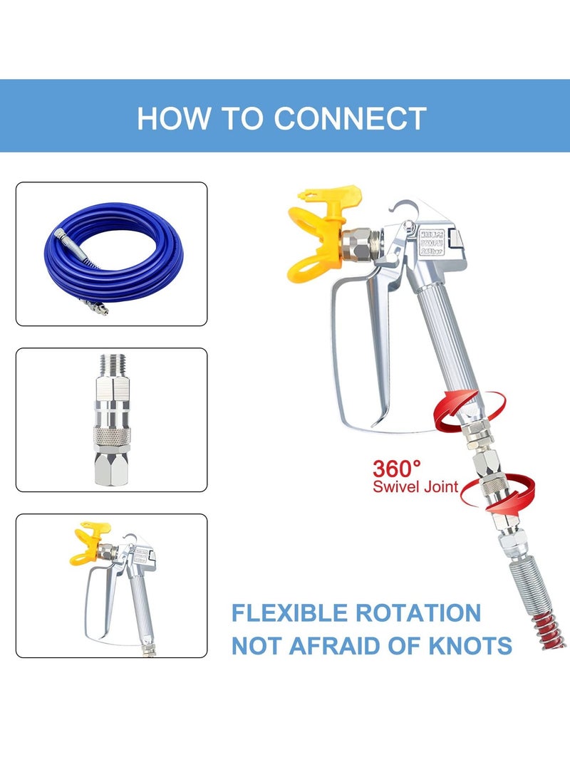 Y&D Sprayer Swivel Joint, 1/4 Inch Stainless Steel Airless High Pressure Spray Gun Hose Connector Accessories, Painting Supplies, Fittings for Paint Sprayers and - Image 3