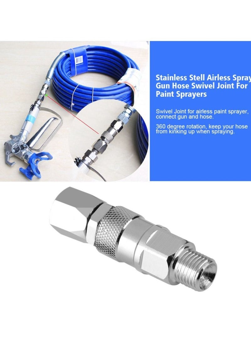 Y&D Sprayer Swivel Joint, 1/4 Inch Stainless Steel Airless High Pressure Spray Gun Hose Connector Accessories, Painting Supplies, Fittings for Paint Sprayers and - Image 2
