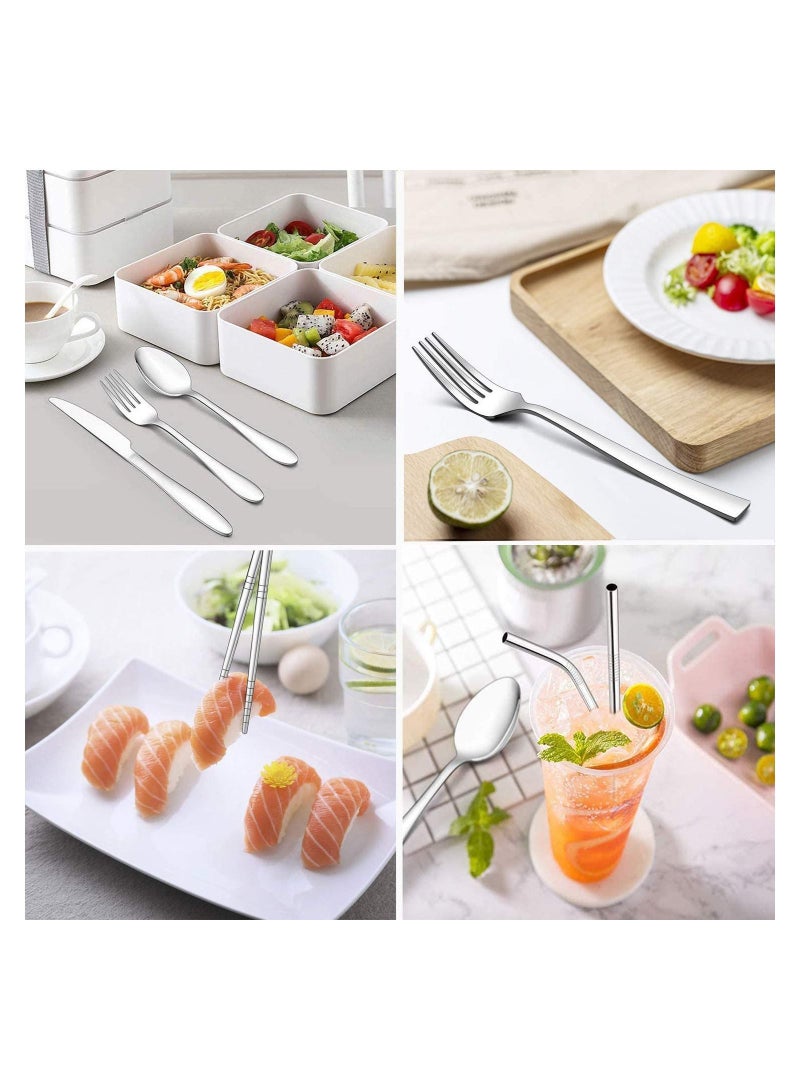 4 Sets Portable Cutlery with Case Travel Utensil Set for Picnic Camping or Daily Use - Image 5