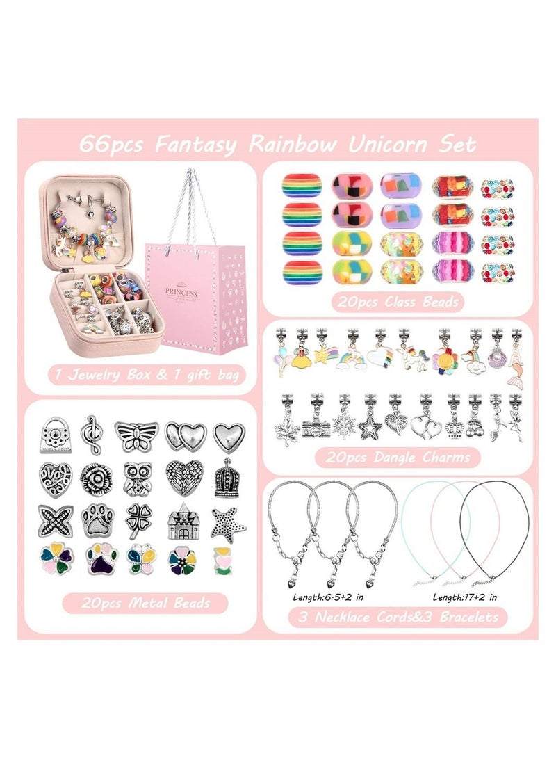 Y&D Charm Bracelet Making Kit Girls Beads for Jewelry Kit, Unicorns Arts Crafts Gifts Set Teen Age 5 6 7 8-12, with a Portable Organizer Box  - Image 4