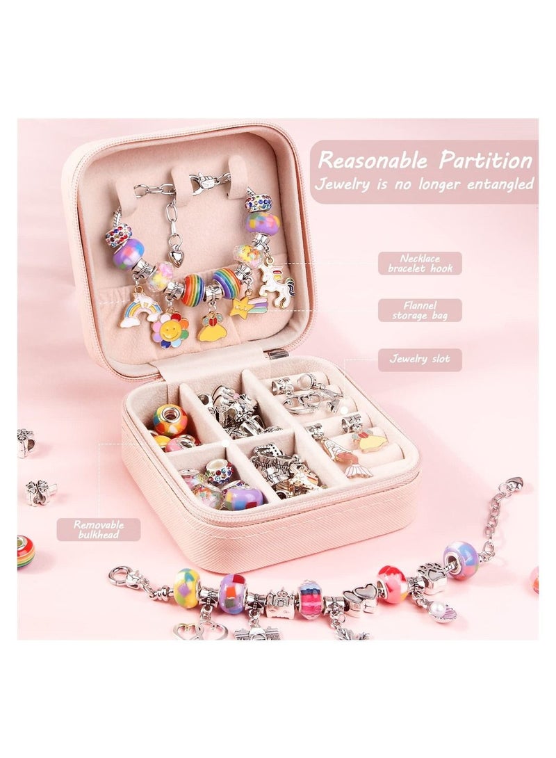 Y&D Charm Bracelet Making Kit Girls Beads for Jewelry Kit, Unicorns Arts Crafts Gifts Set Teen Age 5 6 7 8-12, with a Portable Organizer Box  - Image 3