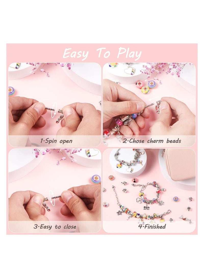 Y&D Charm Bracelet Making Kit Girls Beads for Jewelry Kit, Unicorns Arts Crafts Gifts Set Teen Age 5 6 7 8-12, with a Portable Organizer Box  - Image 2