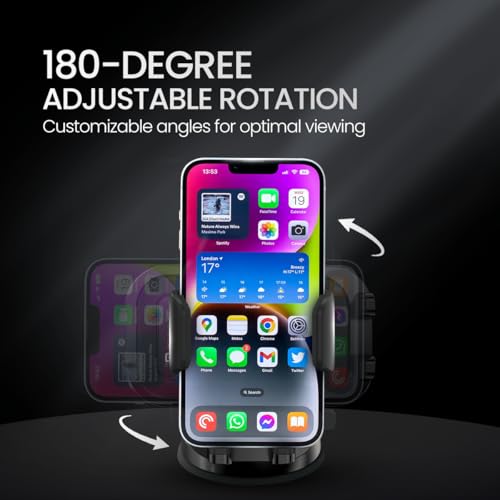 Portronics Clamp M4 Car Phone Holder Stand with 360 Degree Rotation, Strong Grip, Suction Cup Mount, Single Hand Use, Shockproof Build, Mobile Stand for Car (Black) - Image 5