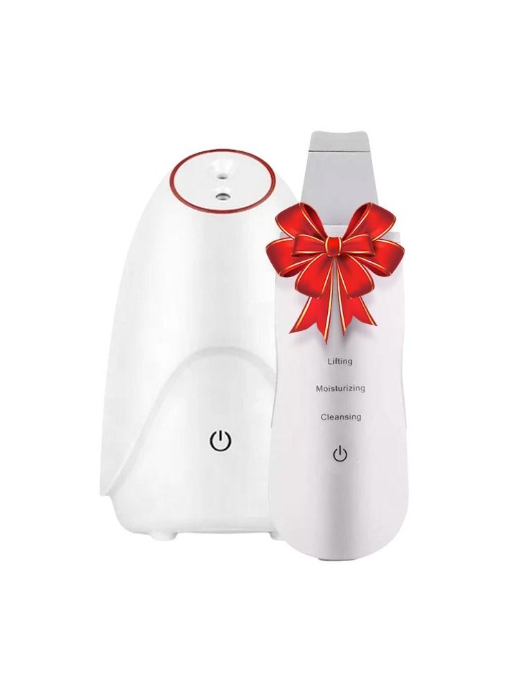 BHNS New Professional 2×6 hot and cold ionic facial steamer with gift Facial and skin scrub device for deep cleaning with vibrations, blackheads and acne removal, accumulated cosmetics and pigmented fats - Image 1