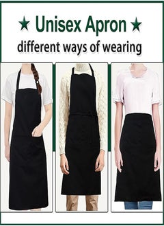 Generic Chef Apron, 2pcs kitchen Cooking Pinafore with 2 Pocket Adjustable Hook Waterproof for Home Barbecue Flower Shop, Black  - Image 5