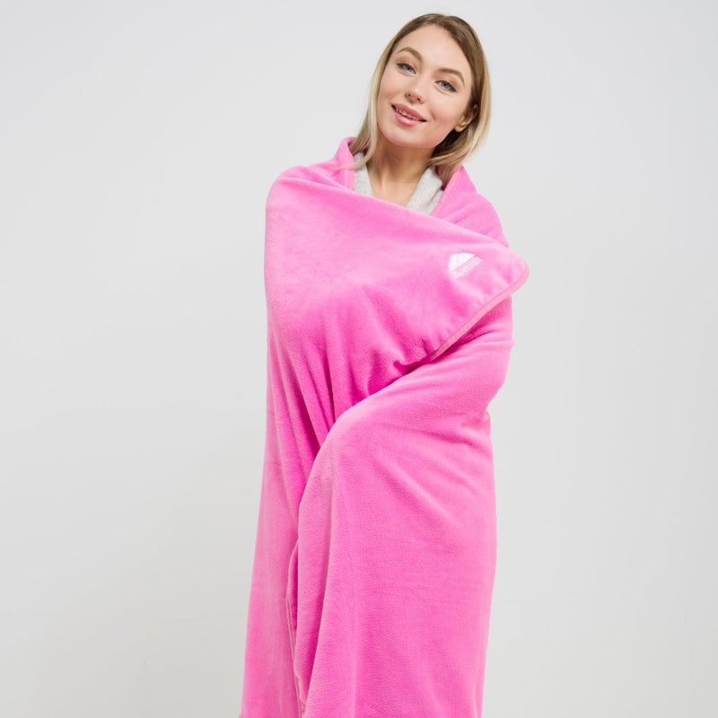 BlueHills Premium Soft Travel Blanket Pillow Airplane Blanket Packed in Soft Bag Pillowcase with Hand Luggage Belt and Backpack Clip, Compact Pack Large 2 in 1 Combo for Any Travel (Pink T004) - Image 5